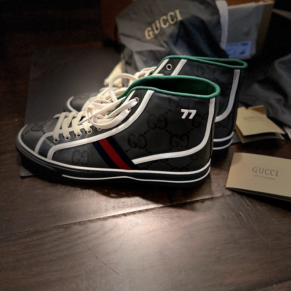 AUTHENTIC GUCCI Off The Grid 1977 HighTops Sz 9 GRAY NYLON